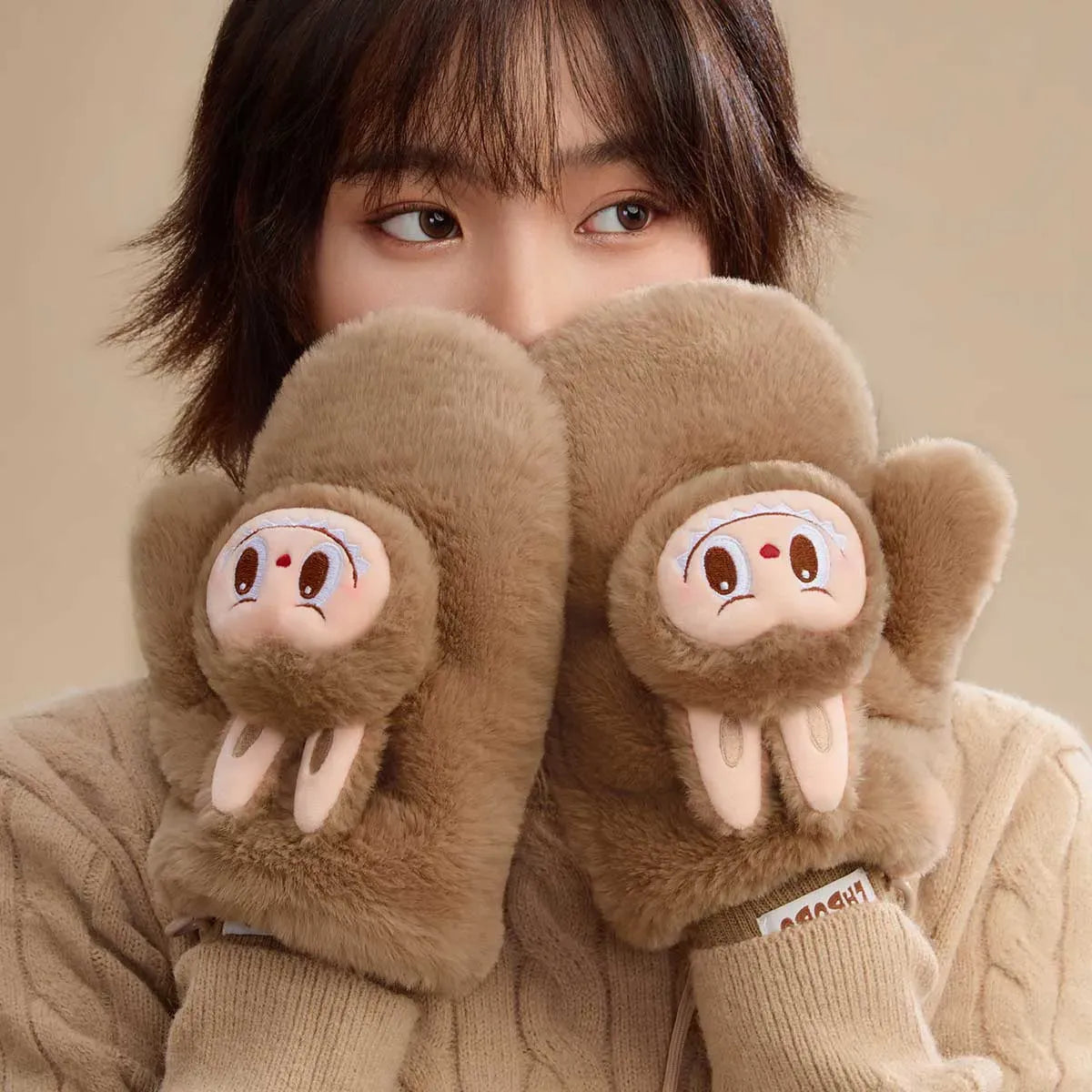 Labubu Warm Fluffy Holiday Plush Gloves