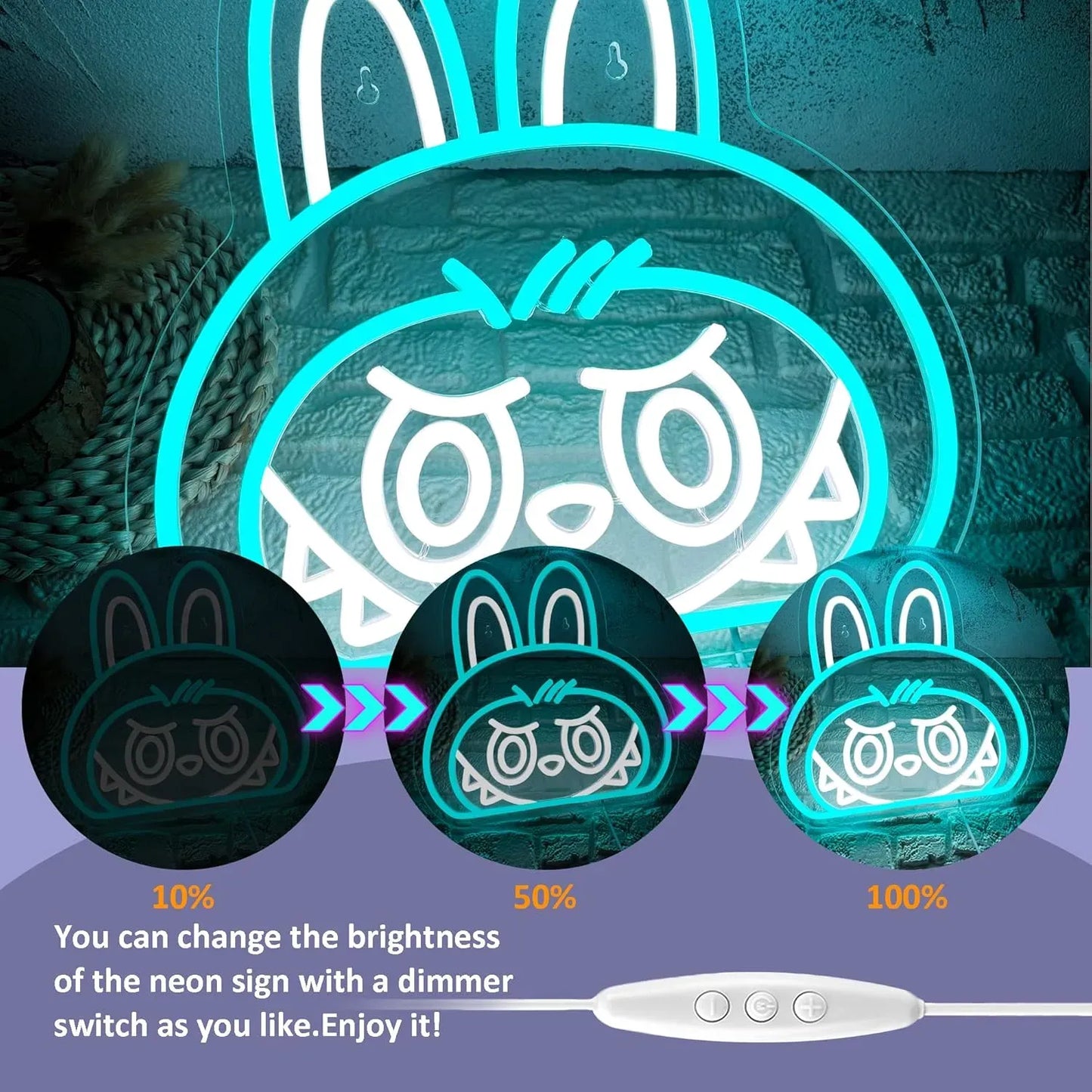 Labubu Cartoon Lab Neon RGB Edge Lit Blue LED Sign