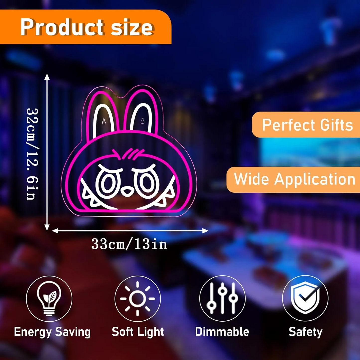 Labubu Cartoon Lab Neon RGB Edge Lit Pink LED Sign