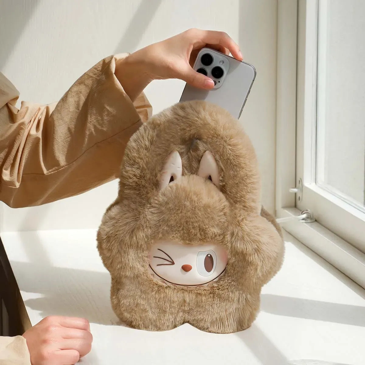 Labubu The Monsters Classic Series Plush Flower Brown Bag