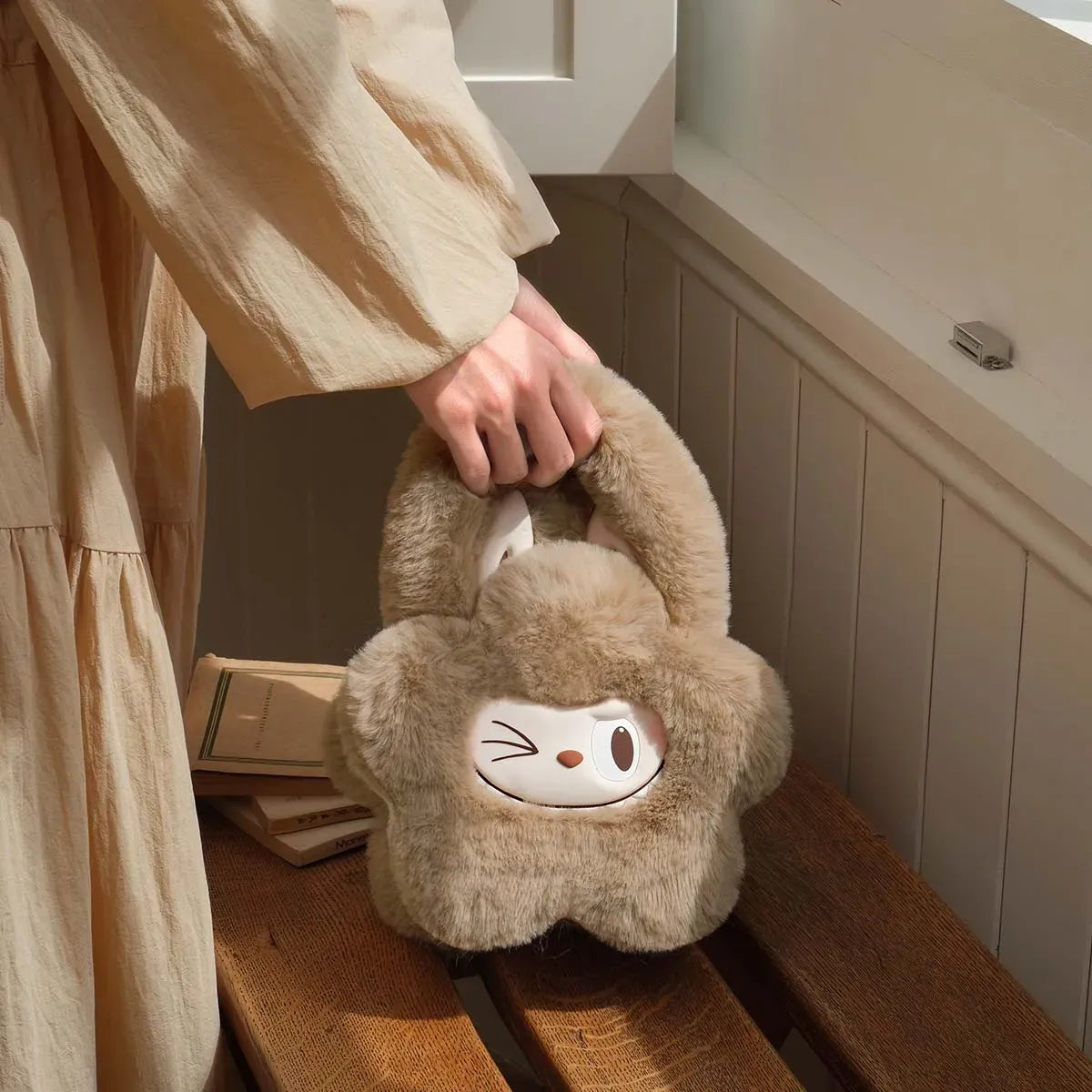 Labubu The Monsters Classic Series Plush Flower Brown Bag