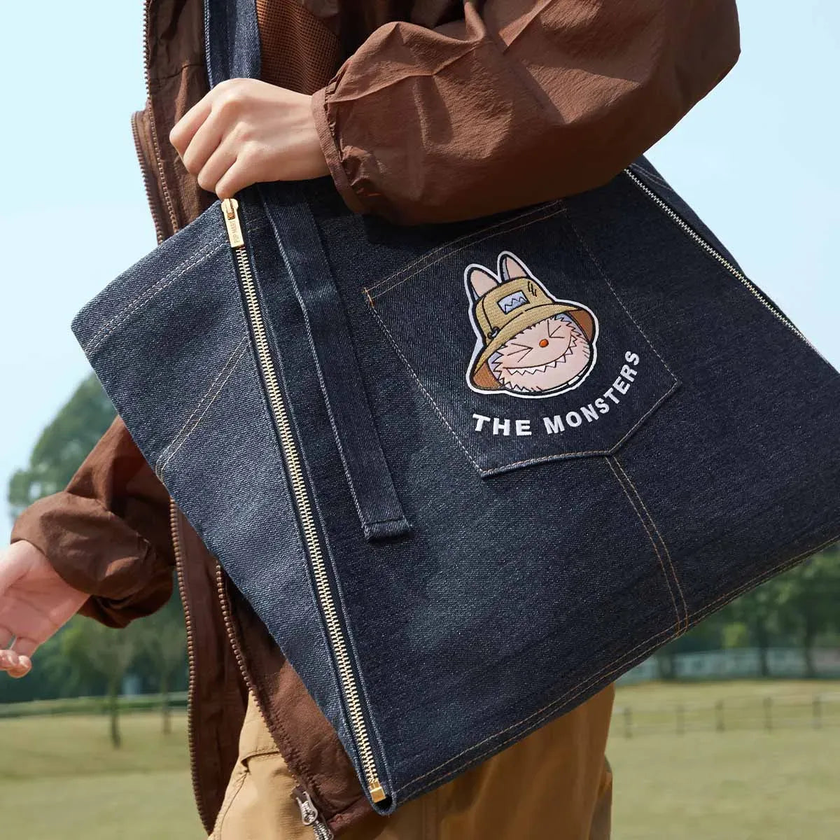 Labubu The Monsters Fall In Wild Series Denim Apron Bag