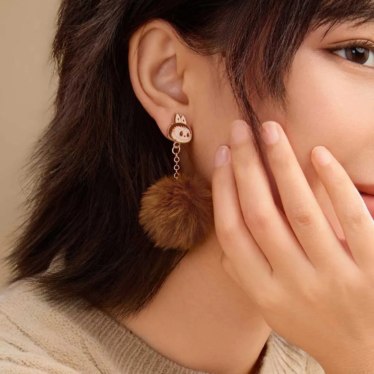 Labubu Warm Fluffy Holiday Pompom Earring