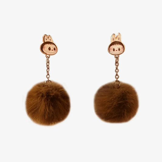 Labubu Warm Fluffy Holiday Pompom Earring